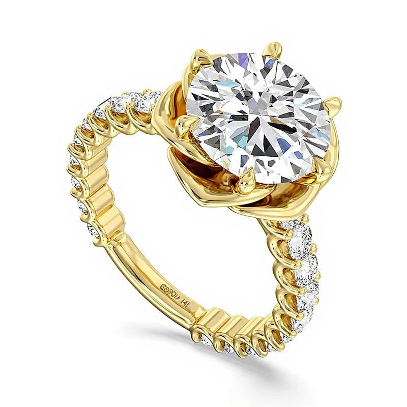 Enchanted Star Belle Verlobungsring 3.88 CT. Gesamtgewicht Labordiamant in 14K Gelbgold (F/VS2)