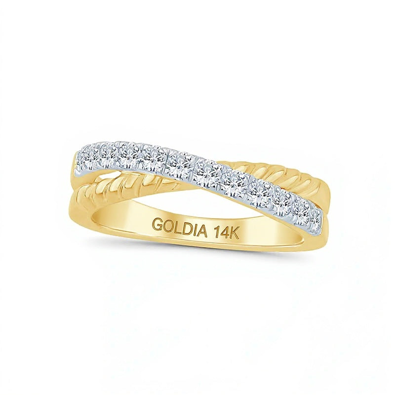 0.5 CT. Gesamtgewicht Labordiamant Rope Criss-Cross Ring in 14K Gelbgold (F/SI2)