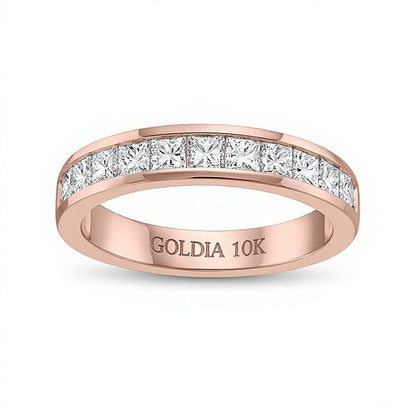 1.0 CT. TW Diamant-Memoire-Ring im Princess-Schliff mit elf Steinen in 10K Roségold