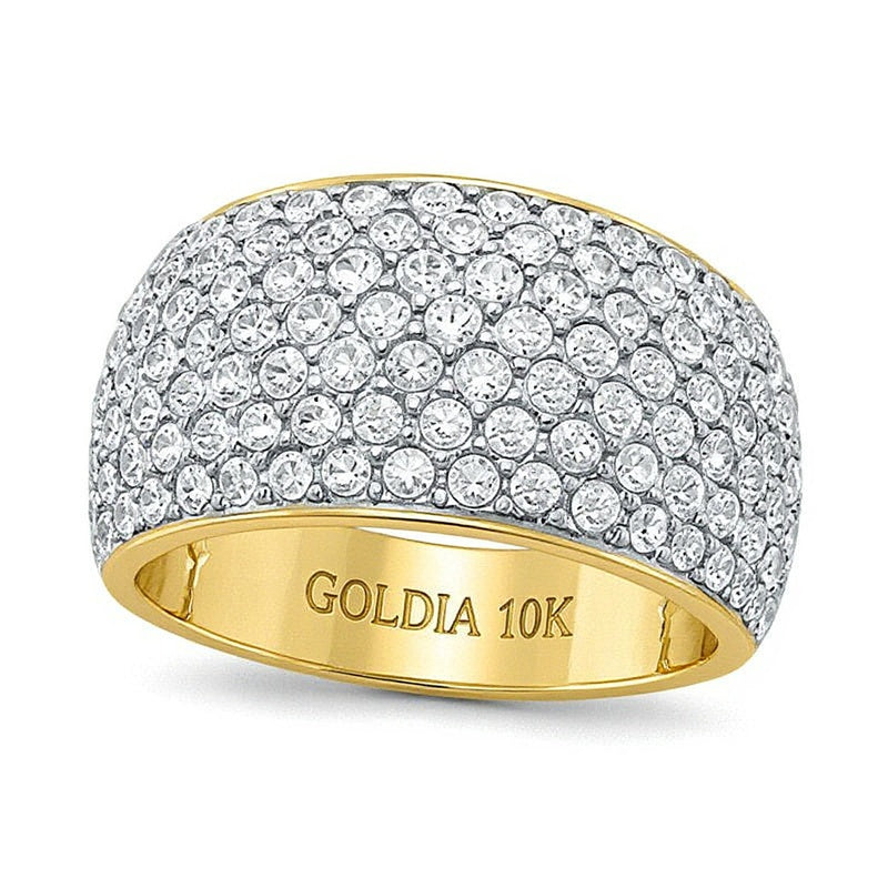Ring mit Diamanten 2.0 ct. Gesamtgewicht, siebenreihig, in 10K Gelbgold