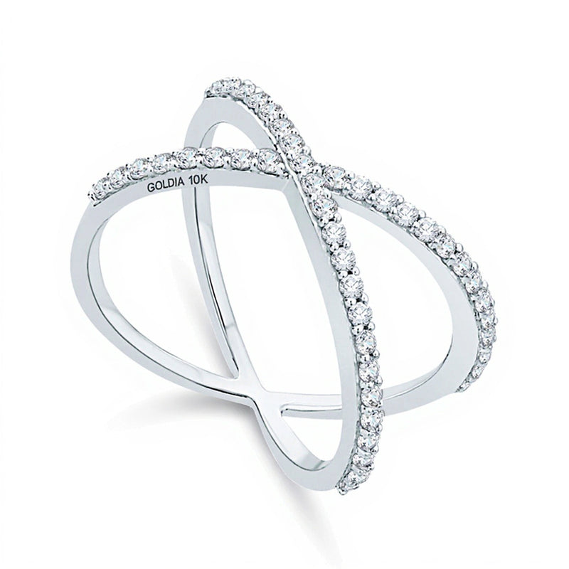 0.38 ct. Gesamtgewicht Diamant Orbit-Ring in 10K Weißgold