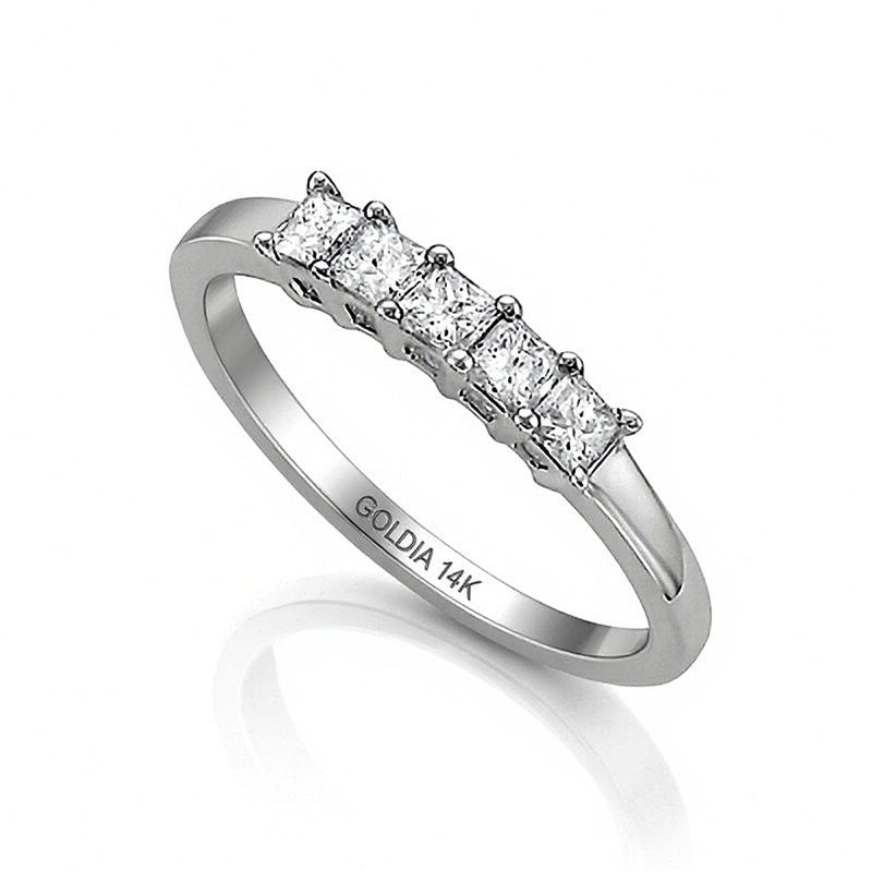 0.5 ct. Gesamtgewicht Diamant-Ring im Princess-Schliff mit fünf Steinen in 14K Weißgold