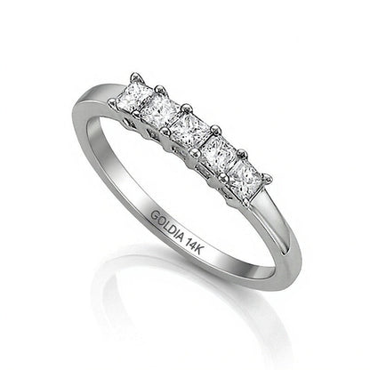0.5 ct. Gesamtgewicht Diamant-Ring im Princess-Schliff mit fünf Steinen in 14K Weißgold