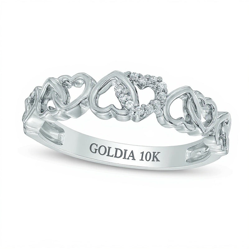 0.05 ct. Gesamtgewicht Diamant Ring mit wechselnden Herzen in 10K Weißgold