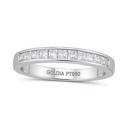 0.5 CT. TW Ehering mit Diamanten im Princess-Schliff in Platin (I/SI2)
