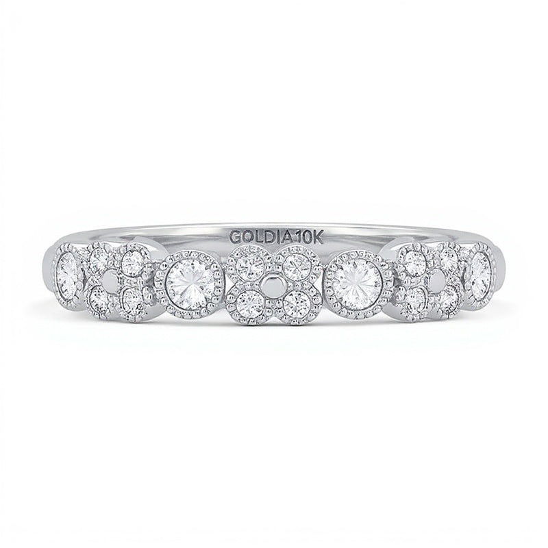 0,25 ct. Gesamtgewicht Diamant Ring im Vintage-Stil in 10K Weißgold