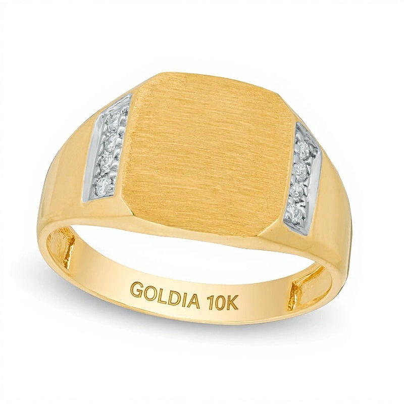 Diamant-Siegelring in 10K Gelbgold, 0,13 ct. Gesamtgewicht