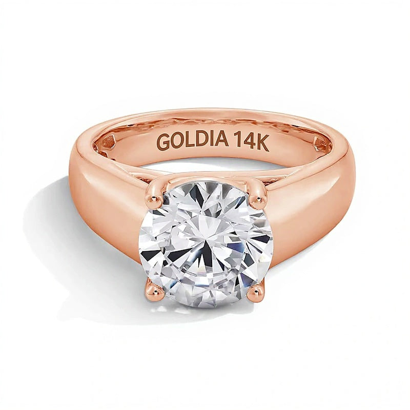 3.0 CT. Labordiamant Solitär Verlobungsring mit breiter Schiene in 14K Roségold (F/VS2)