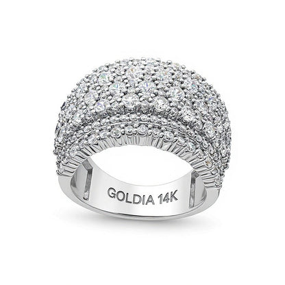 2.5 CT. Gesamtgewicht mehrreihiger Diamant-Ring in 14K Weißgold
