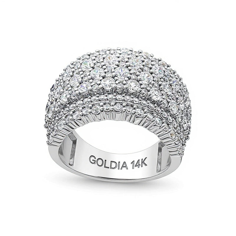 2.5 CT. Gesamtgewicht mehrreihiger Diamant-Ring in 14K Weißgold