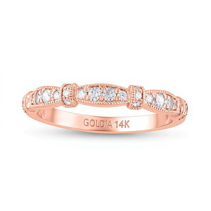 0.2 ct. Gesamtgewicht Diamant Stackable Ring im Vintage-Stil mit alternierendem Besatz in 14K Roségold