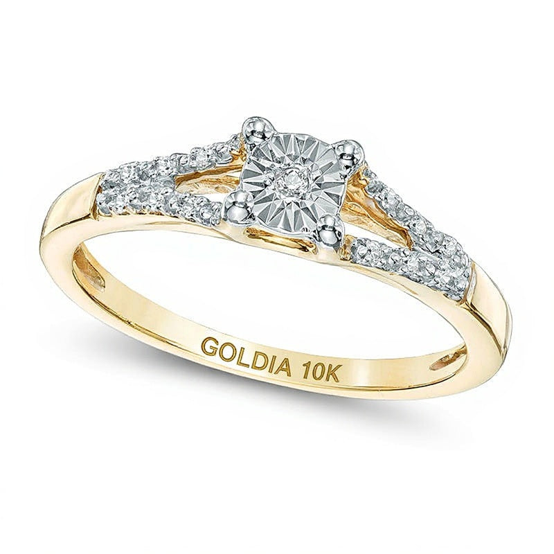 0,05 ct. Gesamtgewicht Diamant Freundschaftsring mit geteilter Schiene in 10K Gelbgold