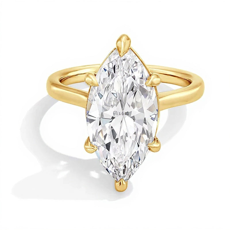 6.0 CT. Solitär-Verlobungsring mit Labordiamant im Marquise-Schliff in 14K Gelbgold (F/VS2)