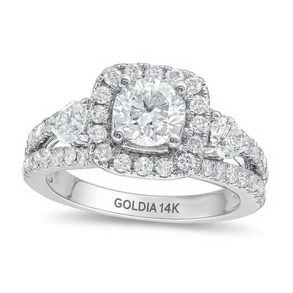 2.2 CT. TW Diamant Dreistein Verlobungsring in 14K Weißgold (I/I1)