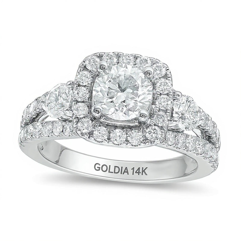 2.2 CT. TW Diamant Dreistein Verlobungsring in 14K Weißgold (I/I1)