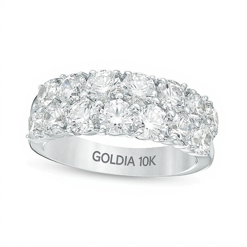 Memoire-Ring mit Diamanten, zweireihig, 4.0 ct. Gesamtgewicht, in 10K Weißgold