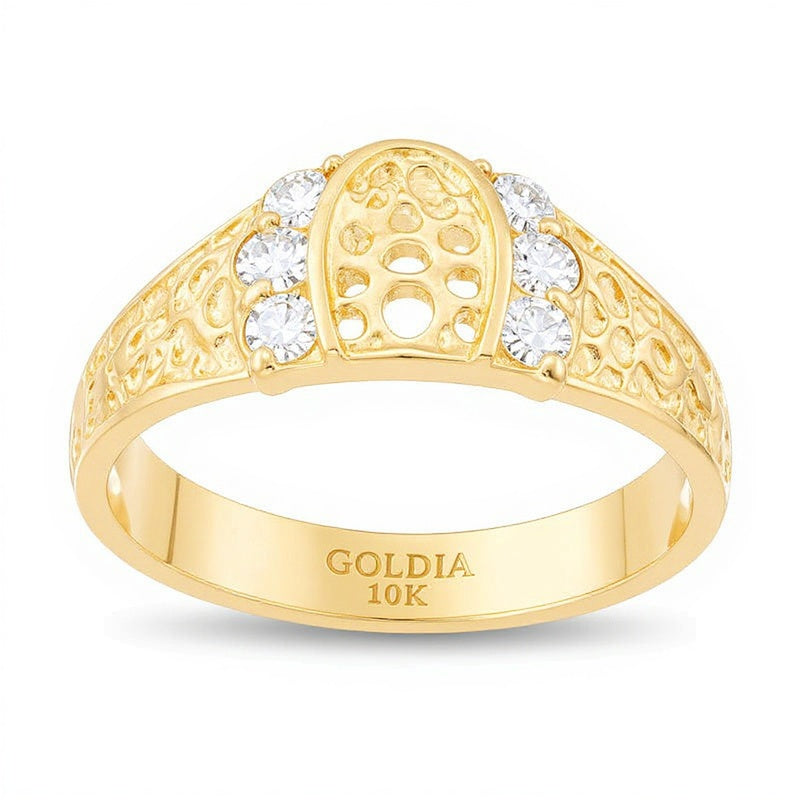 0,25 ct. Gesamtgewicht Diamant Glücksbringer-Pferd Ring in 10K Gelbgold