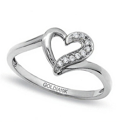 0.05 ct. Gesamtgewicht Diamant Herz-Ring in 10K Weißgold