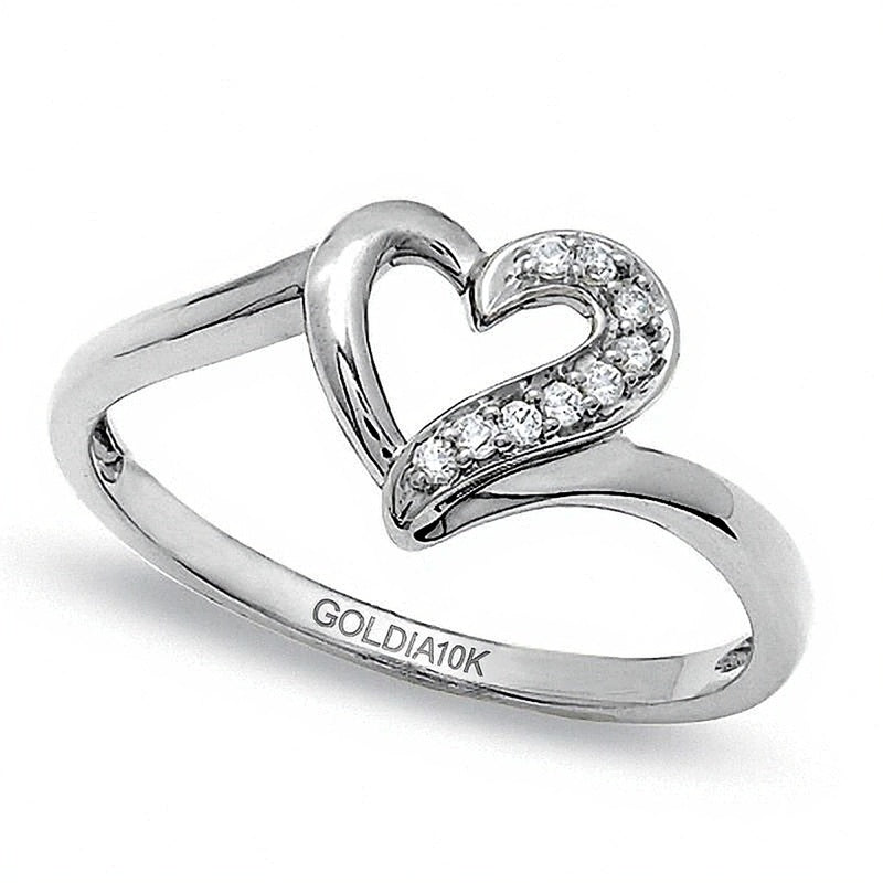 0.05 ct. Gesamtgewicht Diamant Herz-Ring in 10K Weißgold