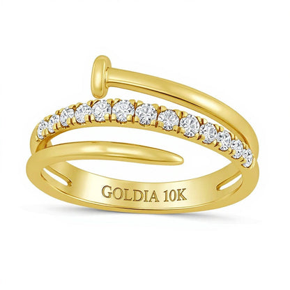 0.33 ct. Gesamtgewicht Diamant Spiral-Nagel-Ring aus 10K Gelbgold