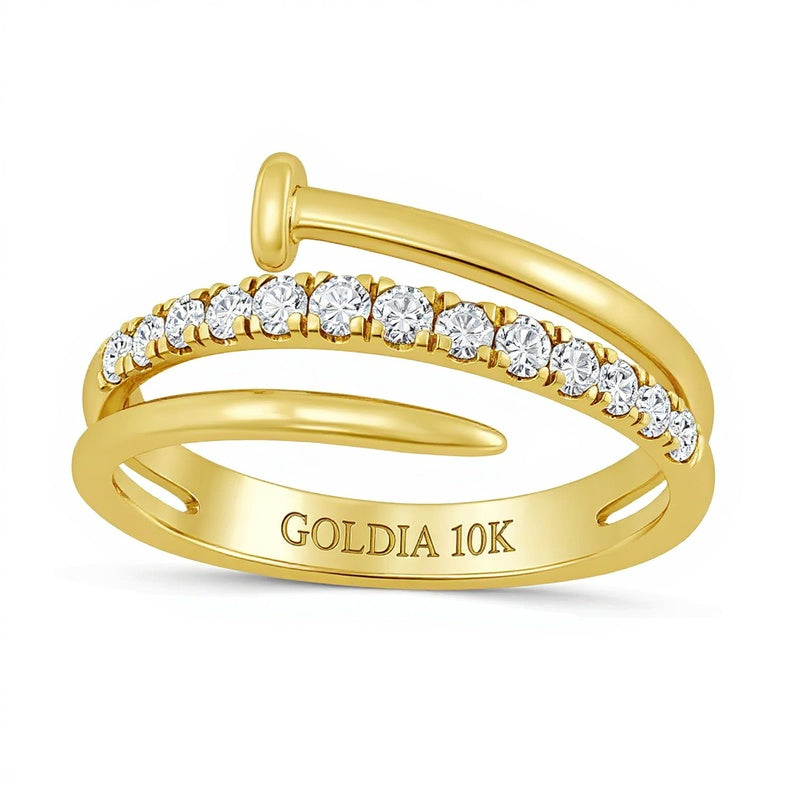 0.33 ct. Gesamtgewicht Diamant Spiral-Nagel-Ring aus 10K Gelbgold