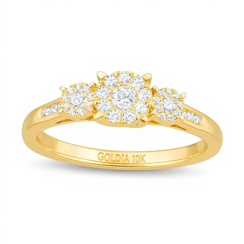 0.33 ct. Gesamtgewicht Dreistein-Verlobungsring mit Diamanten in 10K Gelbgold