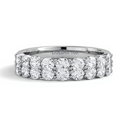 2.5 CT. Gesamtgewicht Memoire-Ring mit zwei Reihen Labordiamanten in 10K Weißgold (F/VS2)