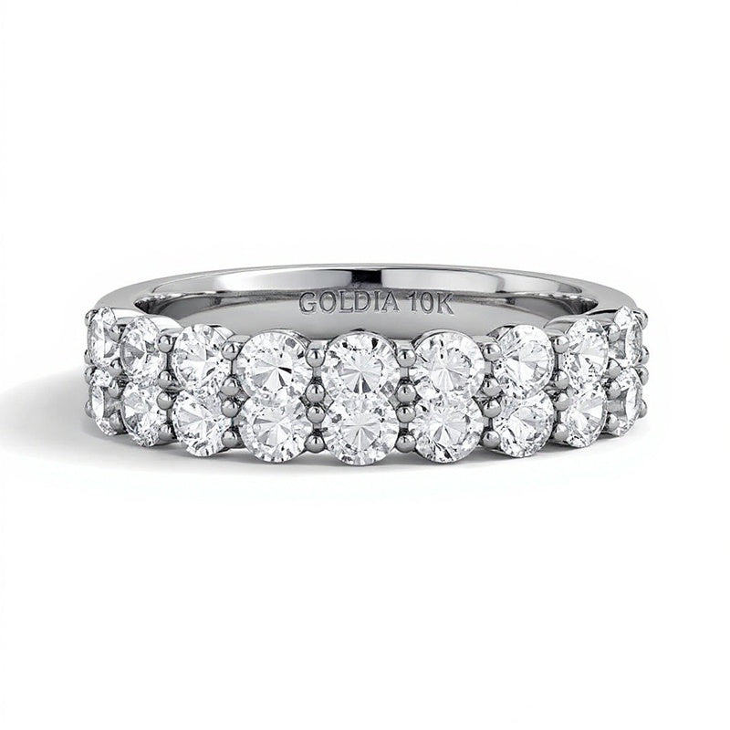 2.5 CT. Gesamtgewicht Memoire-Ring mit zwei Reihen Labordiamanten in 10K Weißgold (F/VS2)