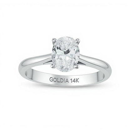 1.0 CT. Ovaler Diamant Solitär Verlobungsring in 14K Weißgold (I/I2)