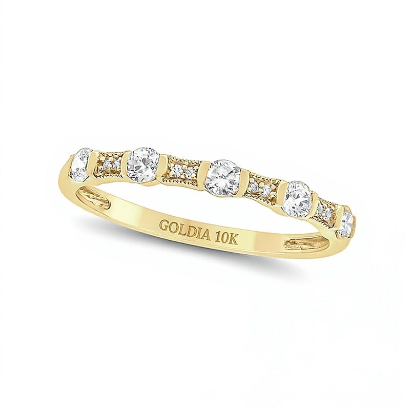 Memoire-Ring im Vintage-Stil zum Stapeln mit Diamanten 0.33 ct. Gesamtgewicht in 10K Gelbgold