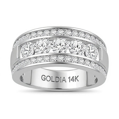 2.0 ct. Gesamtgewicht zertifizierter Ring mit Labordiamanten in 14K Weißgold (F/VS2)
