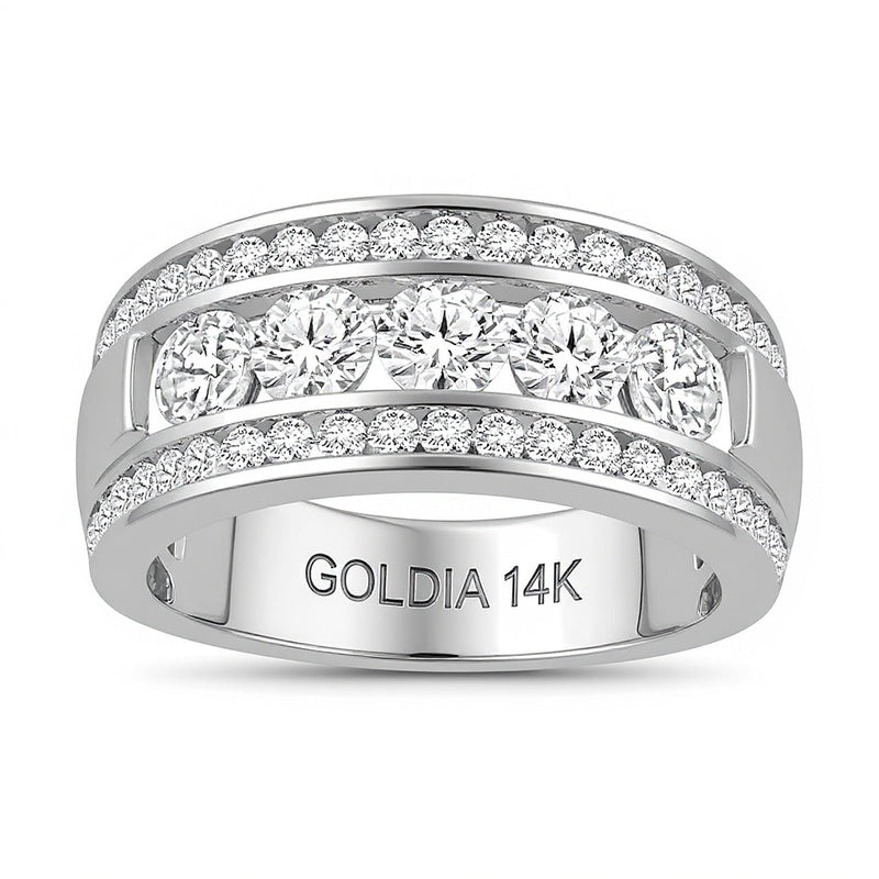 2.0 ct. Gesamtgewicht zertifizierter Ring mit Labordiamanten in 14K Weißgold (F/VS2)