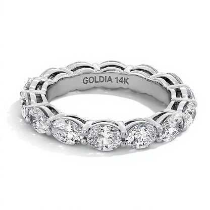 3.33 ct. Gesamtgewicht Memoire-Ring mit ovalen Diamanten in 14K Weißgold (I/SI2) – Größe 8