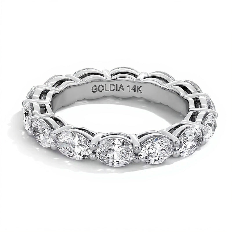 3.33 ct. Gesamtgewicht Memoire-Ring mit ovalen Diamanten in 14K Weißgold (I/SI2) – Größe 8