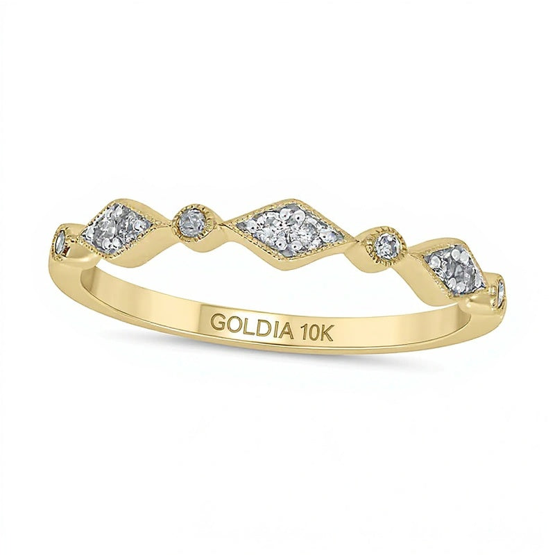 0.1 ct. Gesamtgewicht Multi-Diamant Art-Déco stapelbarer Ring aus 10K Gelbgold für Damen