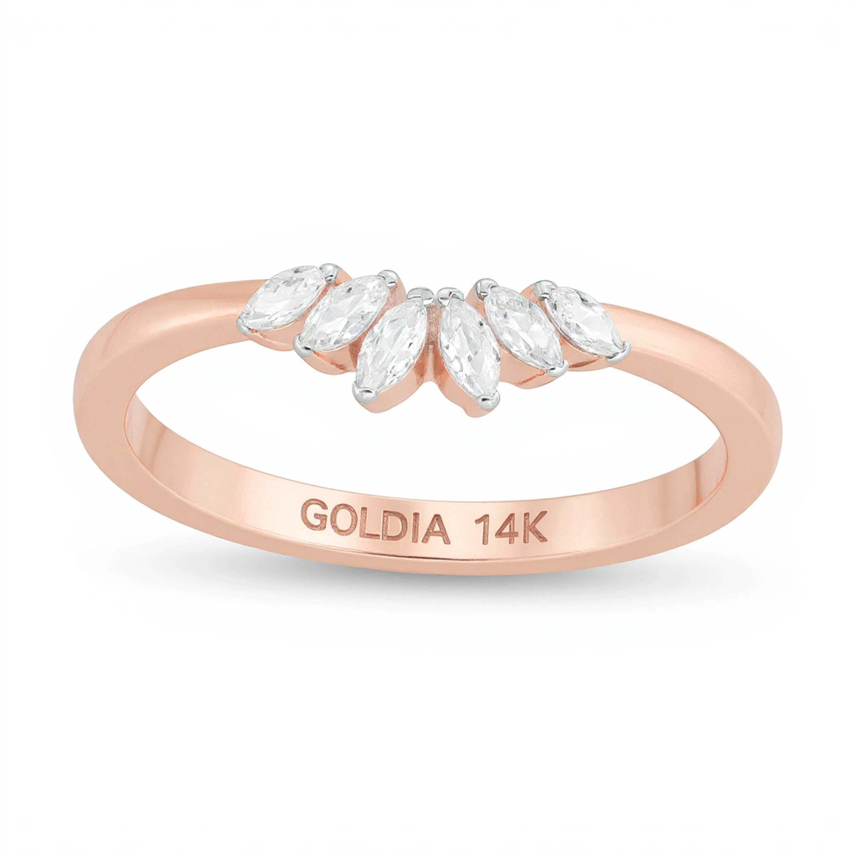 0.17 ct. Gesamtgewicht Marquise-Diamant Memoire-Ring in 14K Roségold