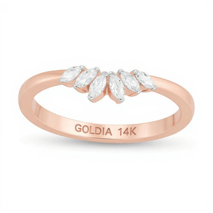 0.17 ct. Gesamtgewicht Marquise-Diamant Memoire-Ring in 14K Roségold