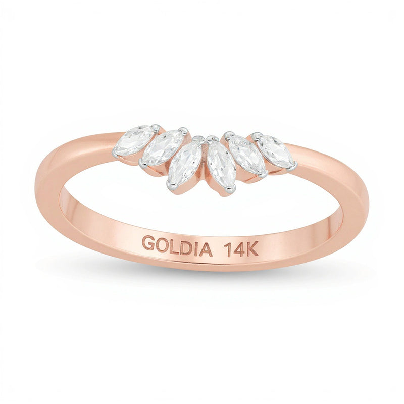 0.17 ct. Gesamtgewicht Marquise-Diamant Memoire-Ring in 14K Roségold