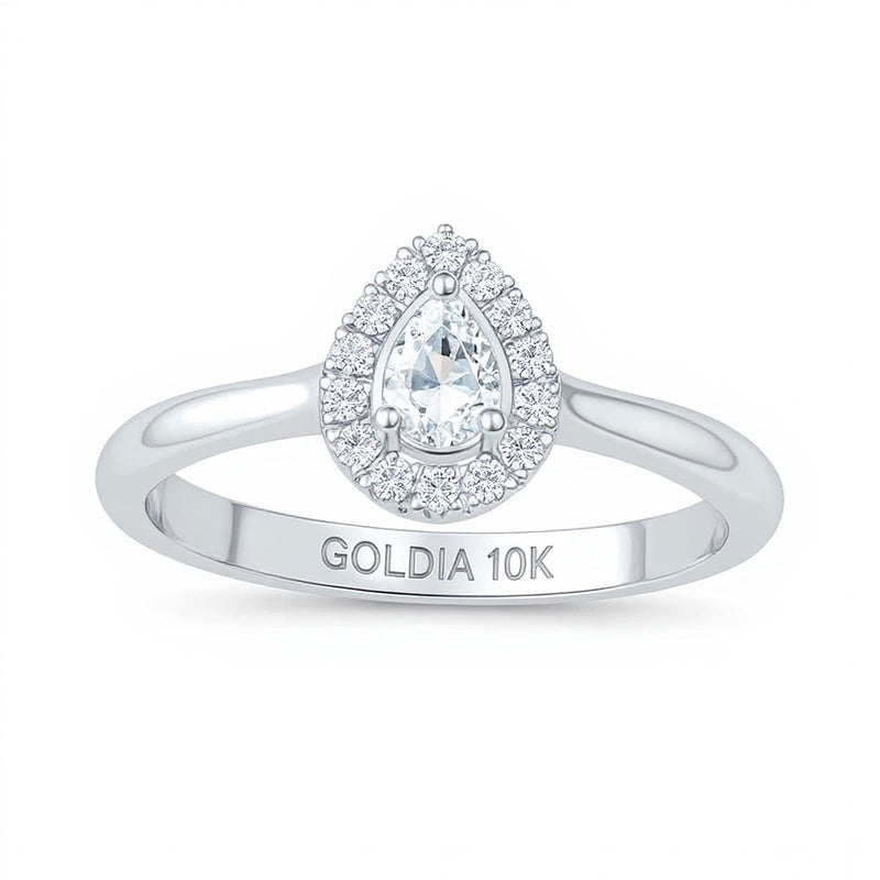 0.25 ct. Gesamtgewicht Freundschaftsring mit tropfenförmigem Diamant in 10K Weißgold