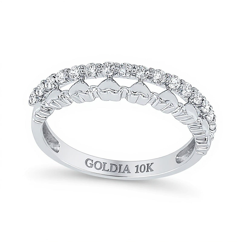 0.2 ct. Gesamtgewicht Diamant Ring mit Herzen zum Stapeln in 10K Weißgold