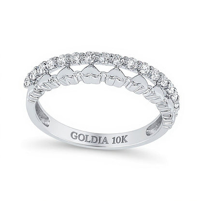 0.2 ct. Gesamtgewicht Diamant Ring mit Herzen zum Stapeln in 10K Weißgold