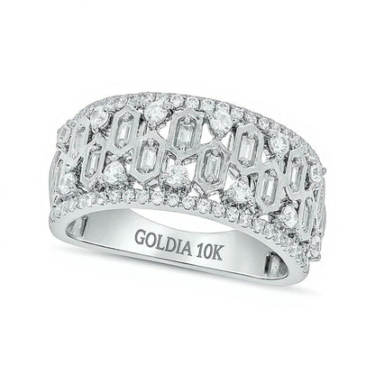 0.75 ct. Gesamtgewicht Diamant-Ring mit Sechseck-Muster in 10K Weißgold