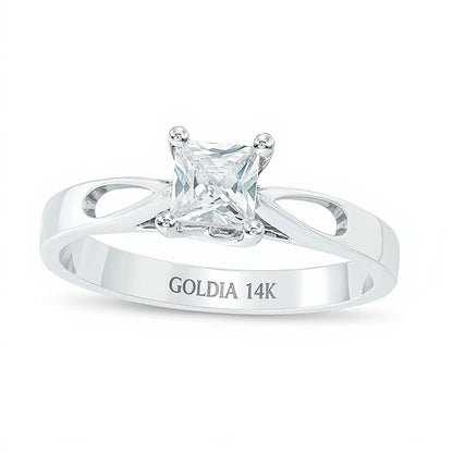 0,5 CT. Diamant-Solitär Verlobungsring im Princess-Schliff in 14K Weißgold (I/I1)