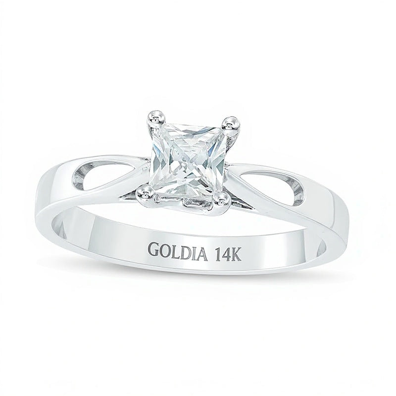 0,5 CT. Diamant-Solitär Verlobungsring im Princess-Schliff in 14K Weißgold (I/I1)