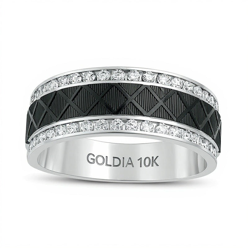 0.5 ct. Gesamtgewicht Diamant-Ehering im Zickzack-Design in 10K Weißgold mit schwarzem Rhodium