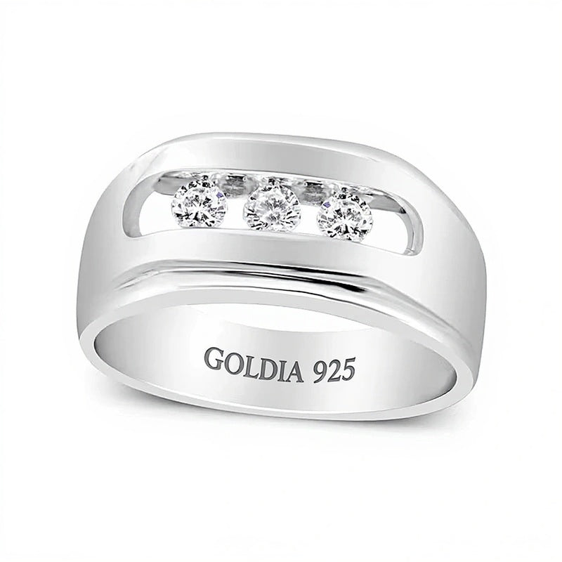 0.33 ct. Gesamtgewicht Diamant Dreistein Ring kanalgefasst in rhodiniertem Sterlingsilber
