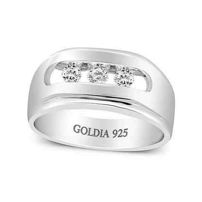 0.33 ct. Gesamtgewicht Diamant Dreistein Ring kanalgefasst in rhodiniertem Sterlingsilber