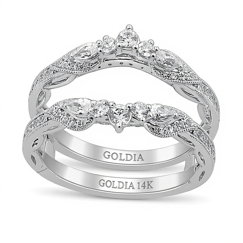 0.75 ct. Gesamtgewicht tropfenförmiger Diamant-Ring im Vintage-Stil mit Kontur in 14K Weißgold