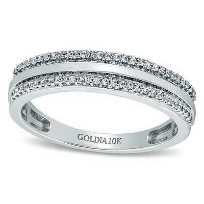 0.2 ct. Gesamtgewicht Diamant-Ehering mit Kante in 10K Weißgold