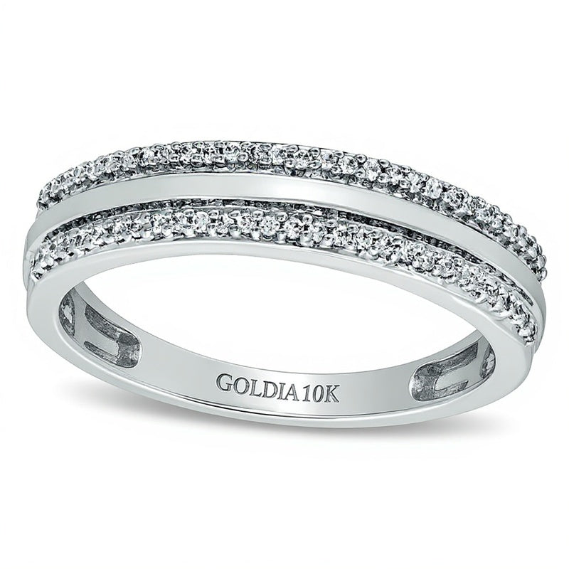 0.2 ct. Gesamtgewicht Diamant-Ehering mit Kante in 10K Weißgold